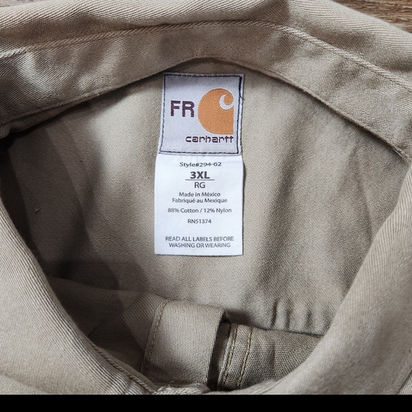 CARHARTT FR FIRE RESISTANT BUTTON DOWN SHIRT SIZE 3XL - Picture 2 of 5